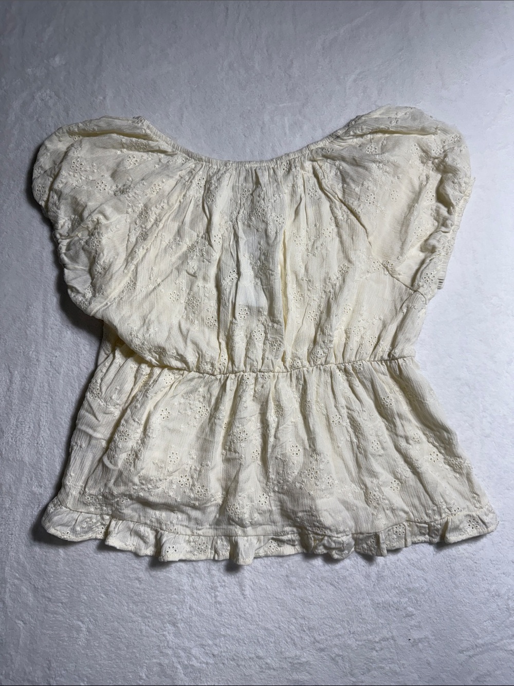 Hippie Rose Cream Eyelet Peplum Blouse - Picture 4 of 5